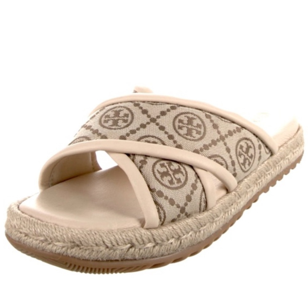 Tory Burch Beige Slide Sandals